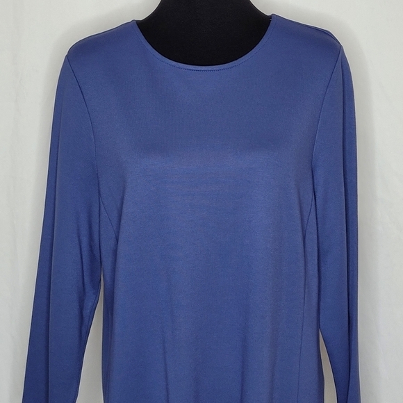 J. Jill Crew Neck 3/4 Sleeve Seamed Ponte Knit Sheath Dress in Blue - Size L - Picture 6 of 12